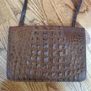 Vintage Brahmin Cognac Crocodile Shoulder Bag